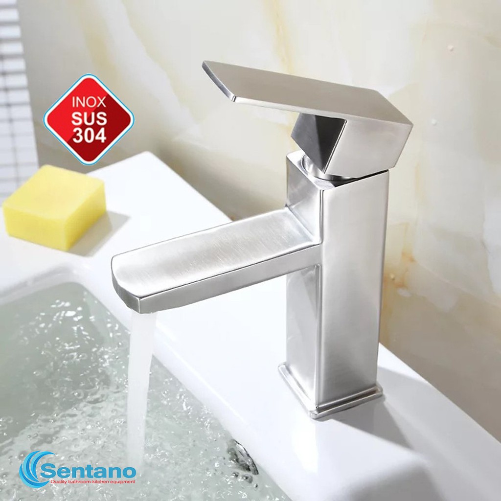 Vòi lavabo SENTANO vuông nóng lạnh vòi rửa mặt nóng lạnh inox 304 cao cấp