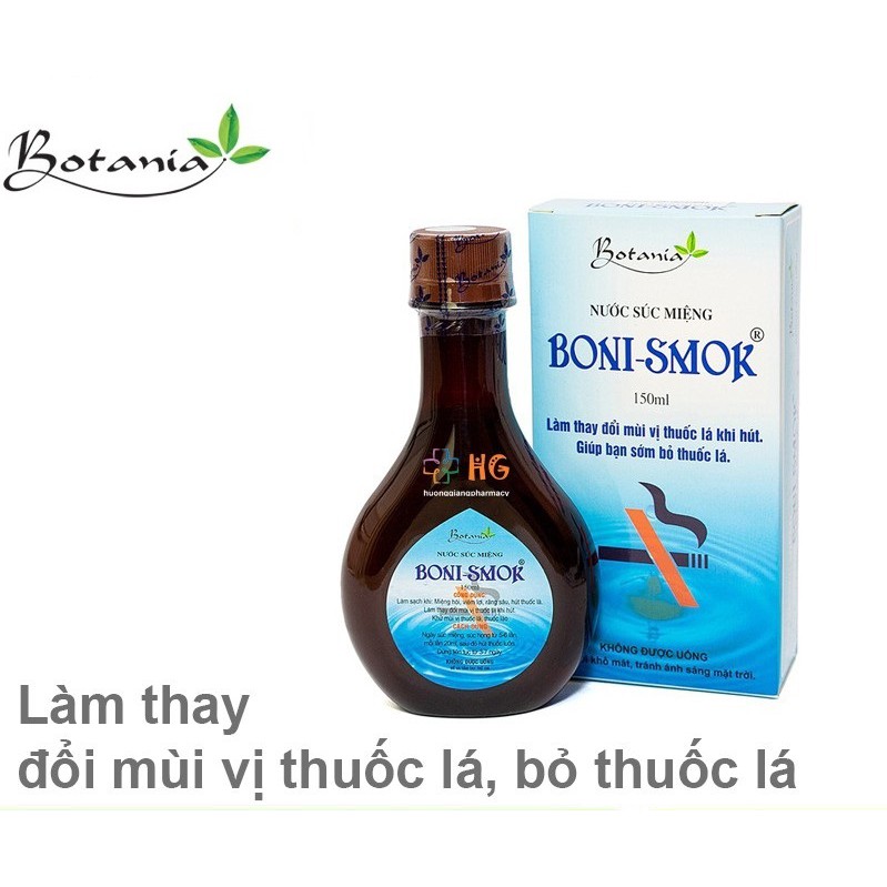 Boni Smok - Nước súc miệng giúp bỏ thuốc lá, khử mùi hôi miệng, chống sâu răng (Chai 150ml)