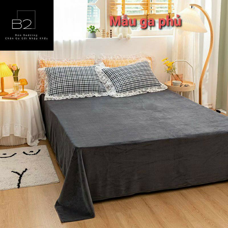 Bộ chăn ga gối 4 món, ga giường nỉ nhung 3d chất mịn màng hàng nhập khẩu
