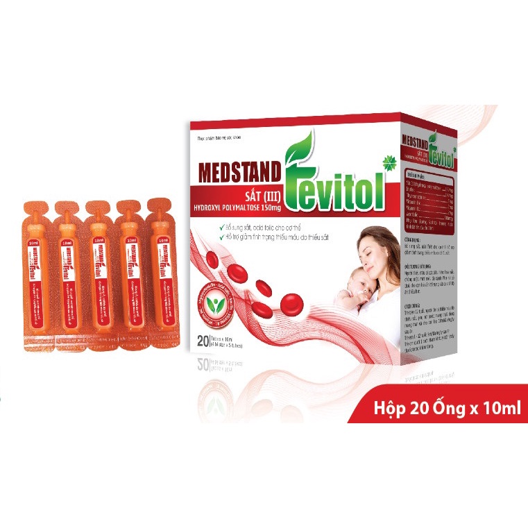 MEDSTAND FEVITOL -  Bổ sung sắt cho bà bầu, acid folic cho cơ thể, hỗ trợ giảm tình trạng thiếu máu do thiếu sắt (20 viê