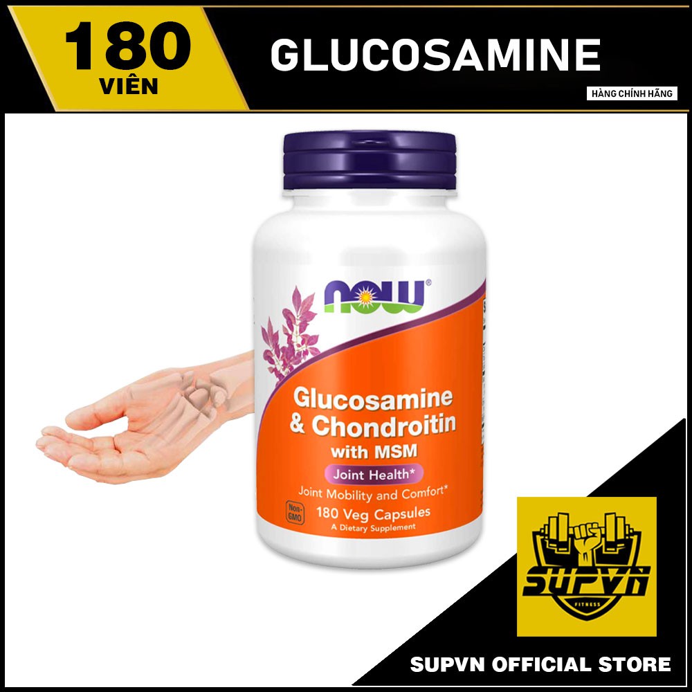 Glucosamine Chondroitin with MSM Now (180 Viên) - Hỗ trơ xương khớp tăng dịch nhầy và tái tạo sụn
