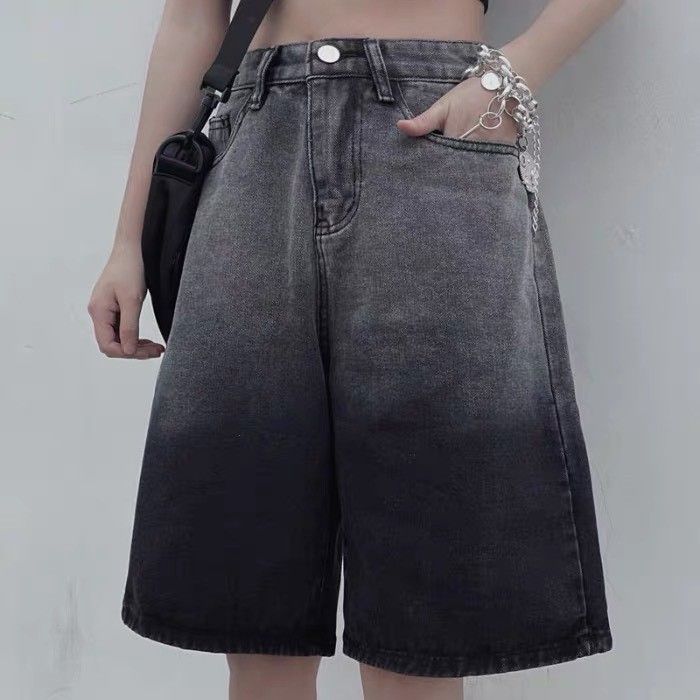 Quần Short Jean Unisex Nam Nữ Ống Rộng, Quần Short Bò Loang 2 Màu Phong Cách Hàn Quốc Cho Cả Nam Và Nữ RÔ STORE QS12