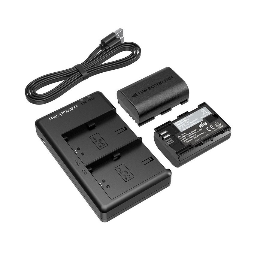 Pin và sạc Canon LP-E6, E6N - RAVPOWER RP-BC003 cho Canon EOS R/ 6D / 6D II / 5D IV / 5D III / 5DS / 5DS R / 5D II