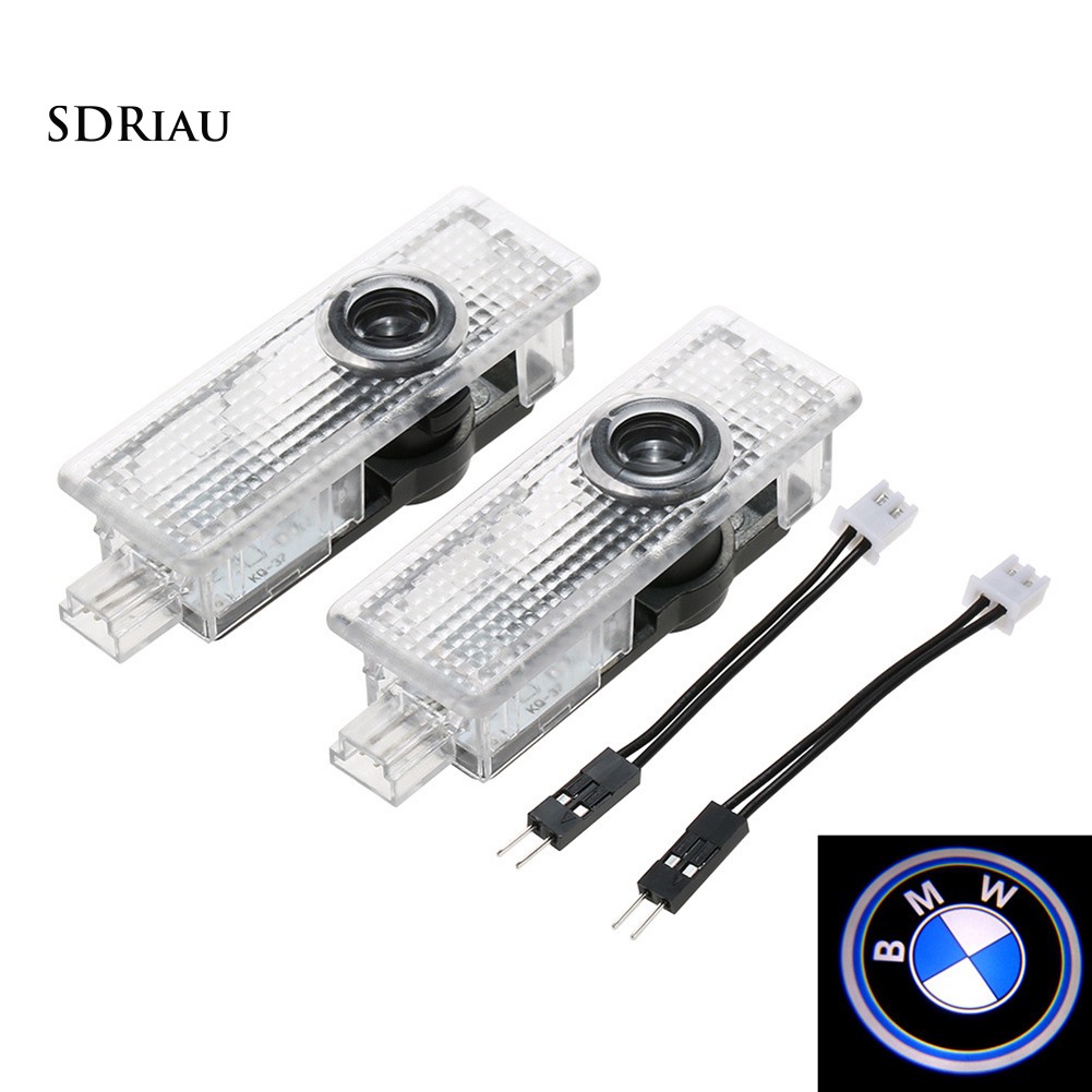 Set 2 đèn LED chiếu hình logo thời trang gắn cửa xe cho BMW kèm 2 dây cáp