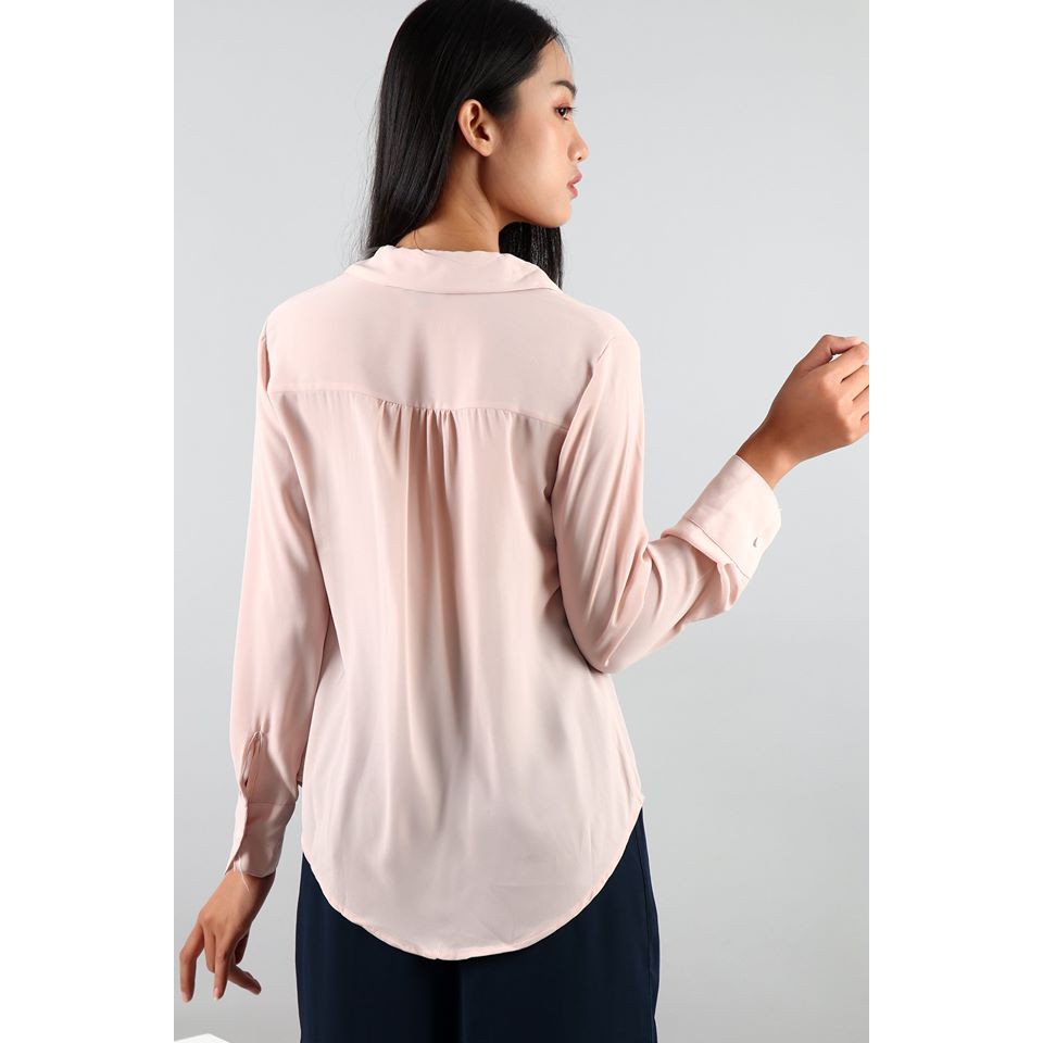 Áo sơ mi voan cổ V tay dài TIMING