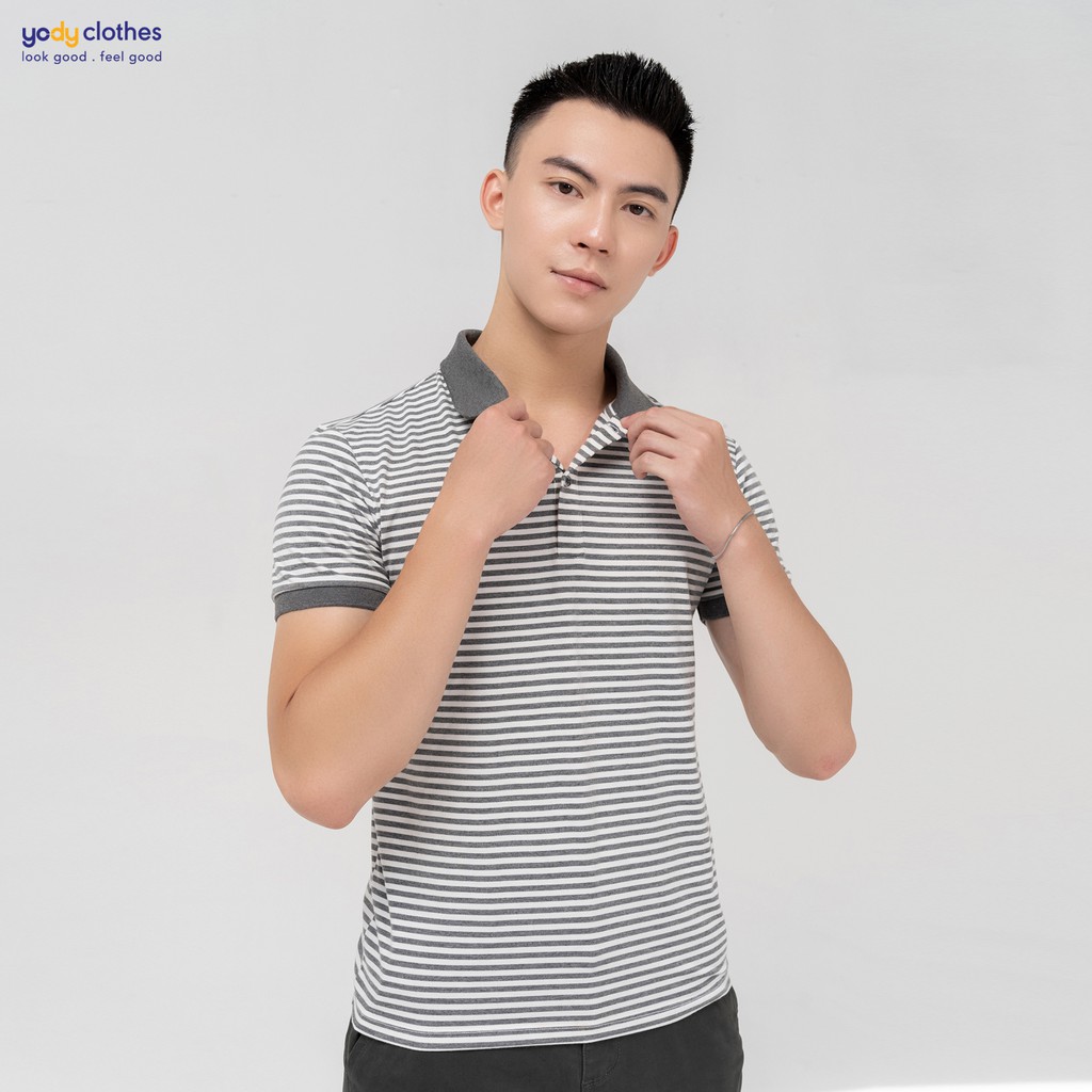 Áo polo nam YODY melange kẻ sọc kiểu dáng trẻ trung thoáng mát APM4069 | BigBuy360 - bigbuy360.vn