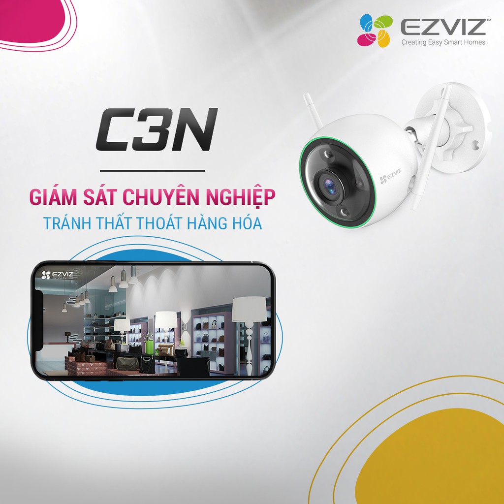 Camera WI-FI Ngoài Trời EZVIZ C3N 1080P, IP67 chống bụi nước ,Ghi Gình Màu Ban Đêm , AI Phát Hiện Người, Nén video H265