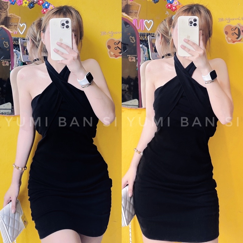 Đầm Ôm Body Chéo Dây Chất Thun Borzip Co Giãn YUMI BÁN SỈ