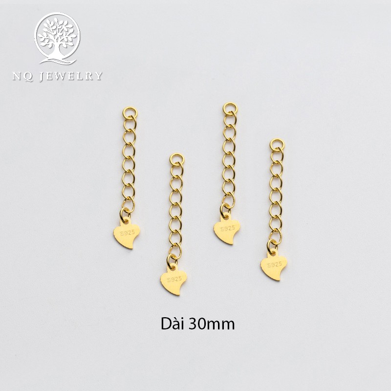 Charm bạc dây xích trái tim trang trí - NQ Jewelry