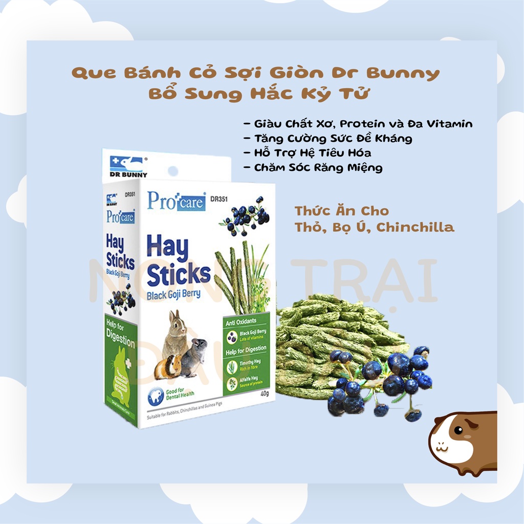 Que Bánh Cỏ Sợi Giòn Bổ Sung Dinh Dưỡng Từ Hắc Kỷ Tử, Giàu Chất Xơ, Protein Và Vitamin Cho Thỏ, Bọ Ú, Chinchilla 40g