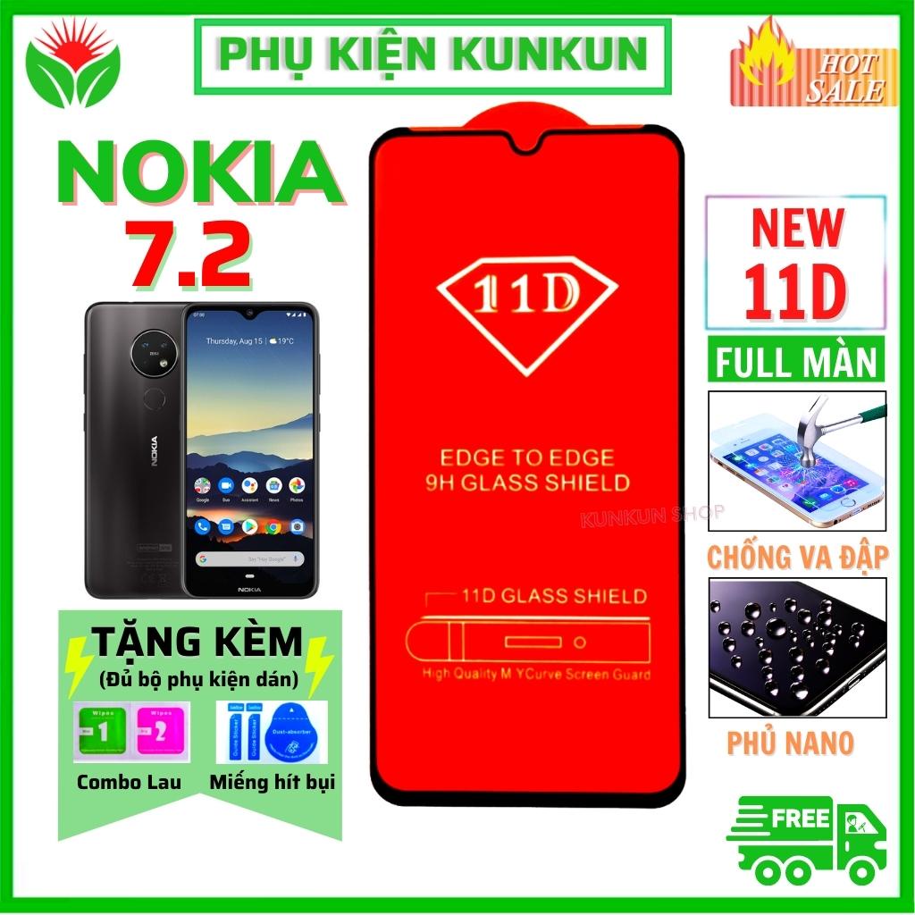 Kính Cường Lực Nokia 7.2 - Dán Full màn hình 11D - Độ trong suốt cực cao - Chống bám vân tay tốt cho điện thoại