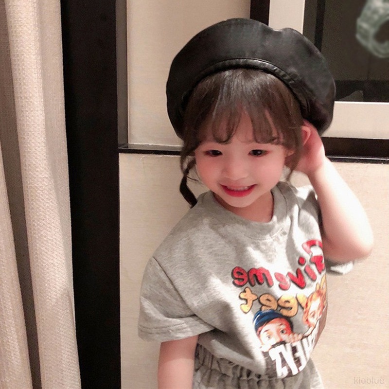 Set Áo Thun Ngắn Tay In Chữ Và Quần Culottes Họa Tiết Hoạt Hình Phong Cách Hàn Quốc Thời Trang Mùa Hè Dành Cho Bé Gái