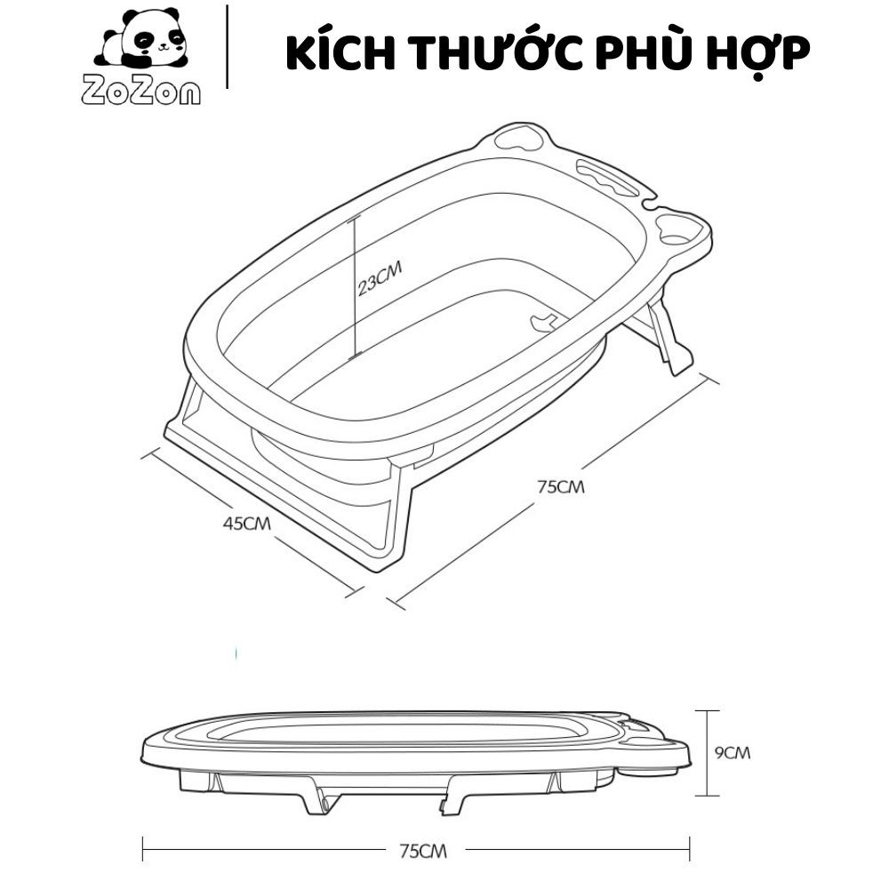 Chậu Tắm Cho Bé Thau Tắm Bé Gấp Gọn Báo Nhiệt Kèm Phao Cho Trẻ Sơ Sinh Hàng Chính Hãng Phối Bởi Zozon