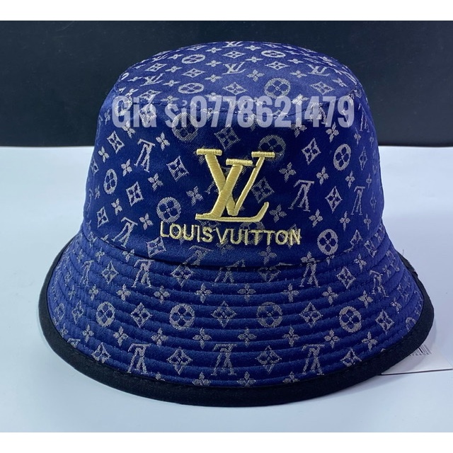 Nón bucket - mũ vành vải lụa nhập dệt chữ thêu chỉ kem L (V) co tem thời trang