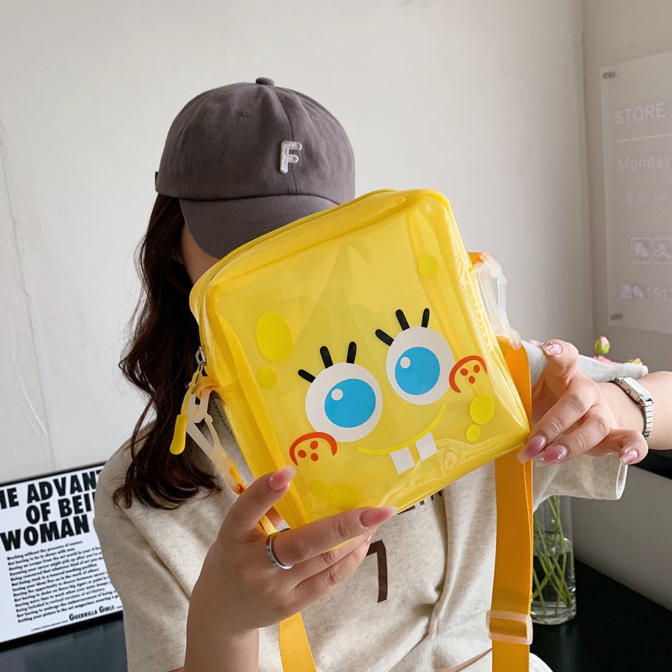 Túi Đeo Chéo Trong Suốt Chống Nước Hình SpongeBob Dễ Thương
