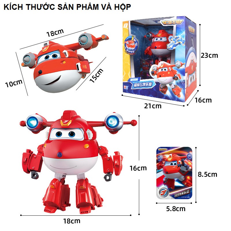 Super wings đồ chơi trẻ em đội bay siêu đẳng có âm thanh và đèn robot biến hình siêu cấp: Jett, Donnie, Dizzy Astra