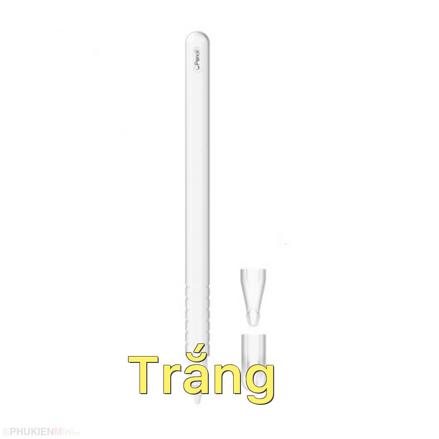 Ống silicon chống trơn trượt gồm 1 ống bảo vệ thân bút và 2 nắp bảo vệ đầu bút cho Apple Pencil 2