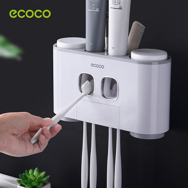 Bộ nhả kem đánh răng tự động - Kệ để bàn chải đựng đồ nhà tắm Ecoco