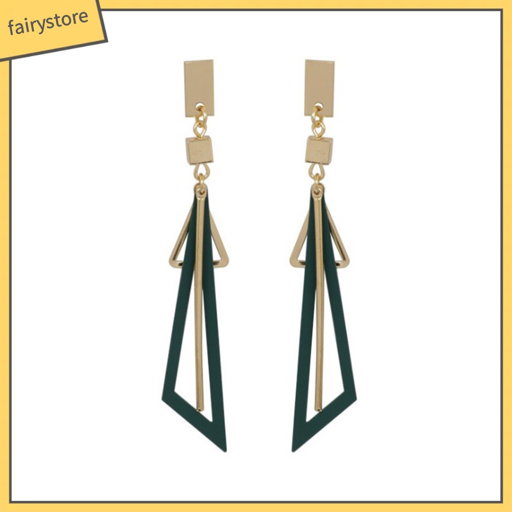 Bông tai dáng dài mặt hình tam giác cho nữ