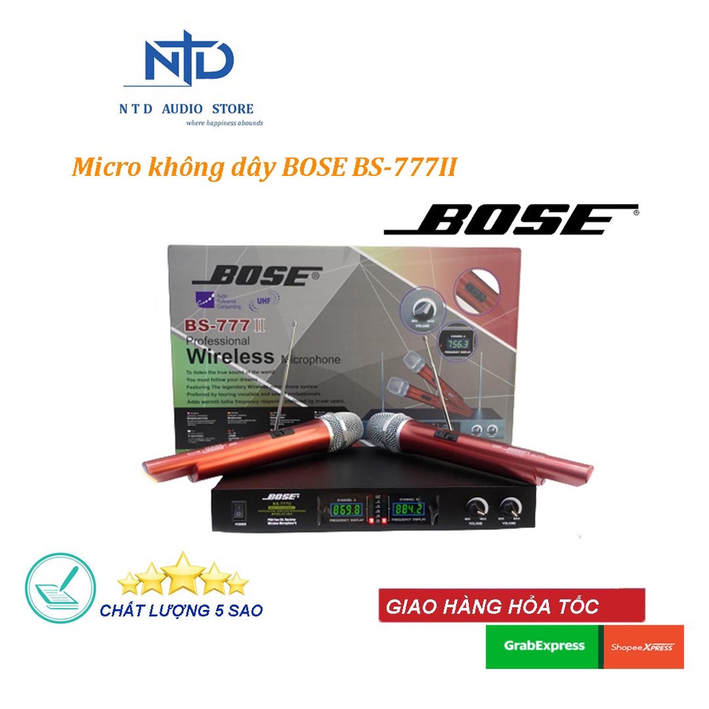 Micro Không Dây bose BS-777II | Bộ micro có 2 antel bắt mic cực nhạy xa 15m| Micro không dây phù hợp cho mọi dàn Karaoke