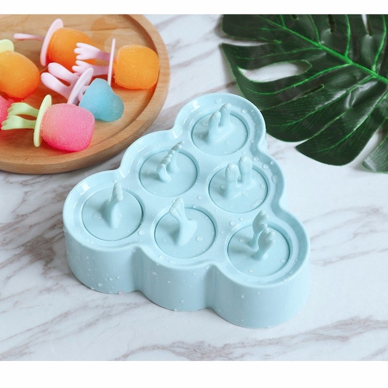 Six Grid Popsicle Box Iced Grid / Creative Cartoon Silicone Ice Cream Mold /Cute Small Animal Ice Mold / Cartoon Animal Style Square Ice Cream Maker Tray