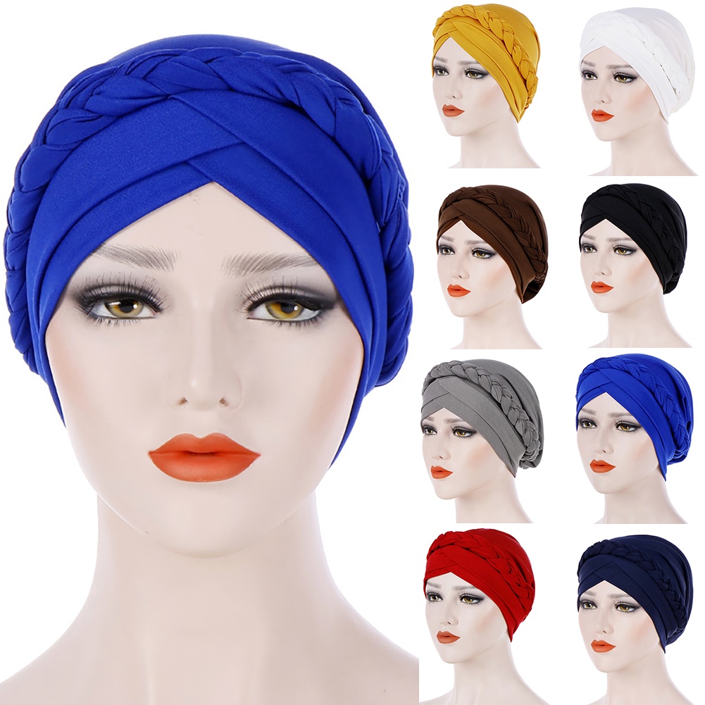 Mũ Turban Trùm Đầu Màu Trơn Thời Trang Cho Phụ Nữ Hồi Giáo