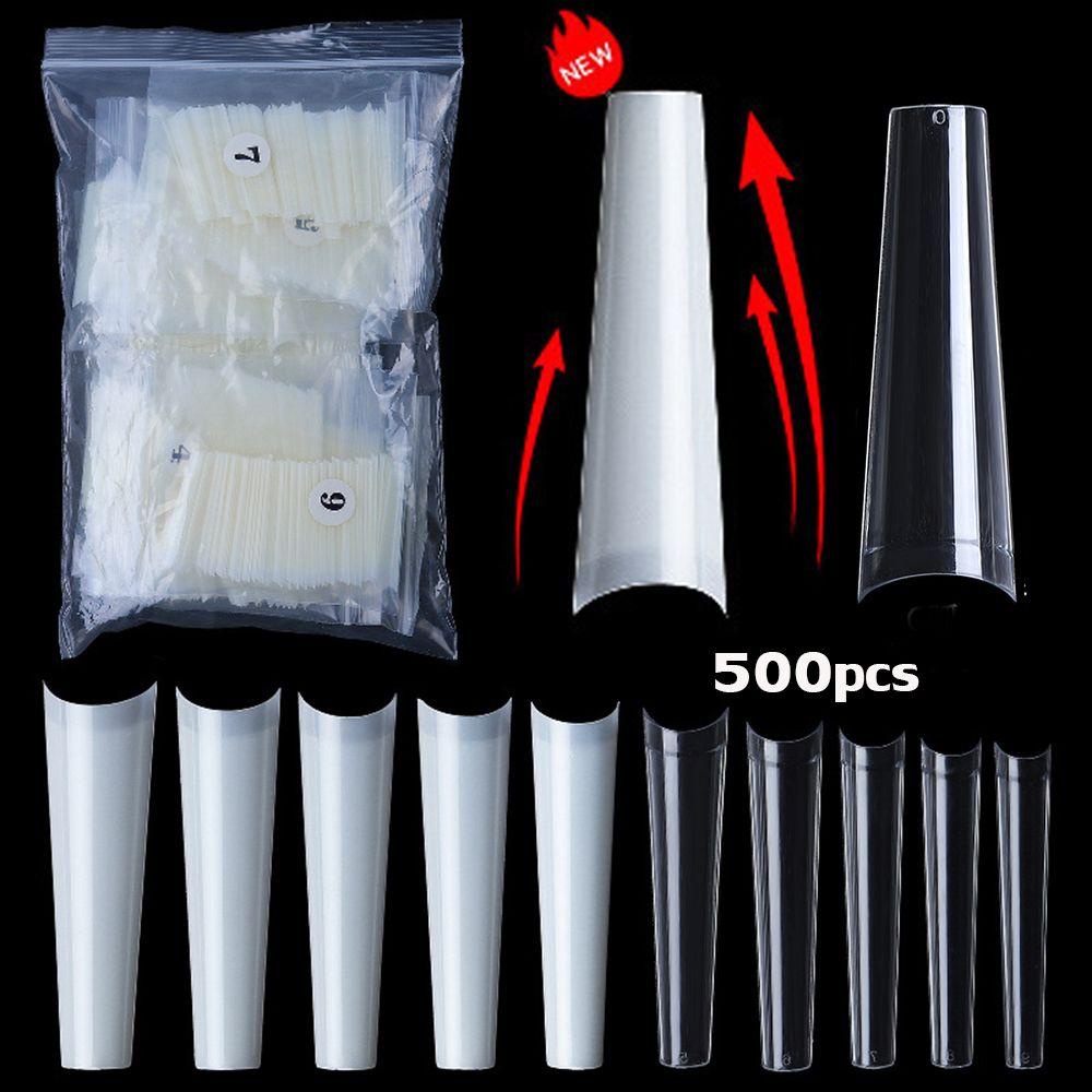 Set 500 Móng Tay Giả 10 Kích Cỡ Hình Chữ C