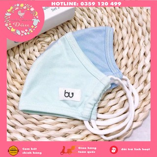 Set 2 khẩu trang trẻ em Bu Baby từ 8 tháng - 6 tuổi - vải sợi tre