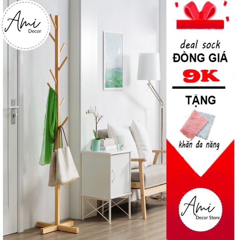 Cây,móc treo quần áo Hàn Quốc - decor trang trí shop thời trang, phòng ngủ - cây treo quần áo gỗ thông 173 x 46 cm