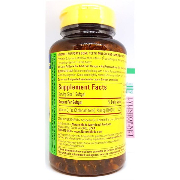 Viên Uống Bổ Sung Vitamin Nature Made Vitamin D3 650v (mẫu mới )– Mỹ date 01/2023 | BigBuy360 - bigbuy360.vn