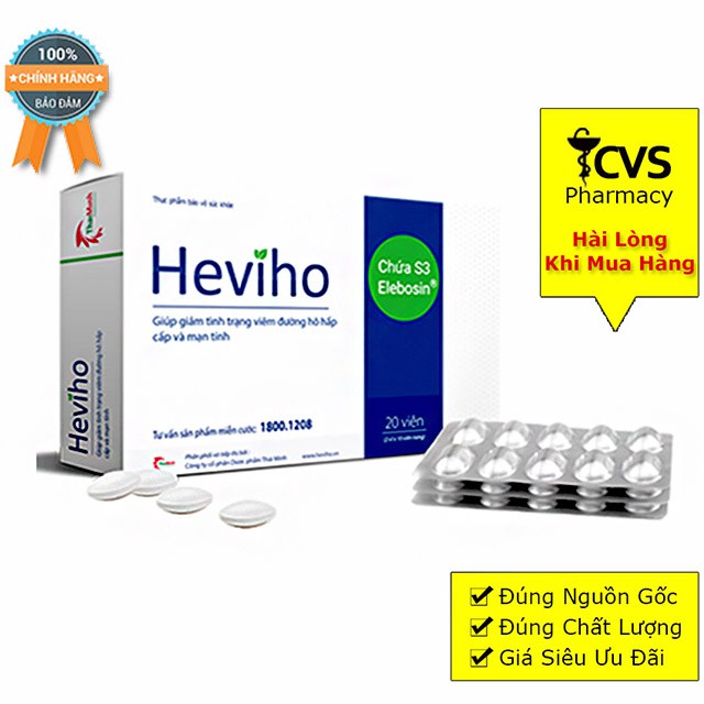 Viên Uống Heviho - Giúp Giảm Viêm Đường Hô Hấp Cấp &amp; Mạn Tính (Hộp 20 Viên)