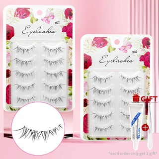 Mikiwi 3D Soft Hair Eyelashes Natural Look Trang điểm hàng ngày Lông mi giả 5 cặp trong suốt Terrier