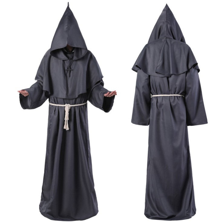 Áo choàng phù thủy nam Kitô giáo phục vụ tu sĩ thời trung cổ Halooween