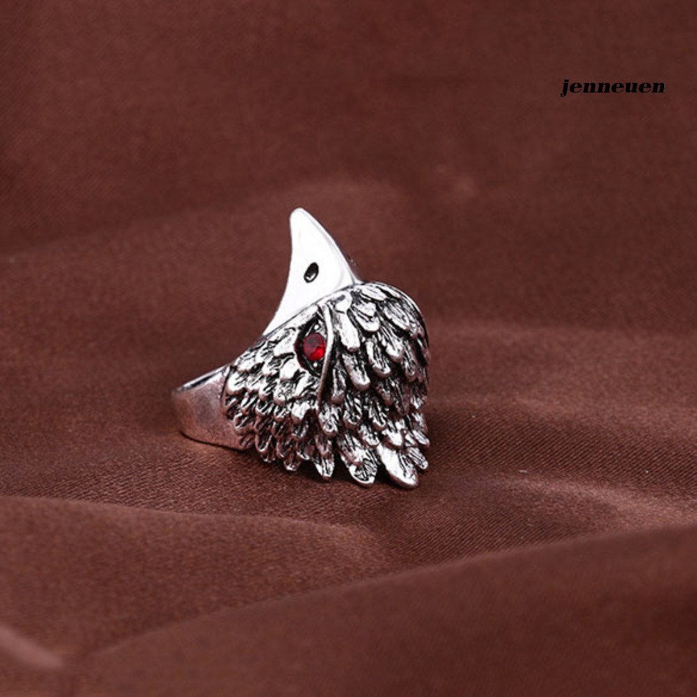 Nhẫn hợp kim hình đầu chim đại bàng đính đá cá tính thời trang cho nam