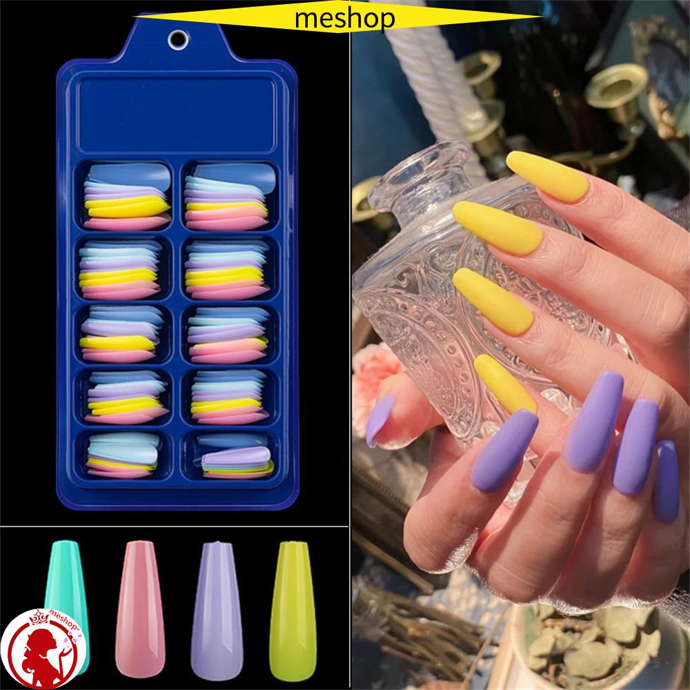 Set 100 Móng Tay Giả Bằng Acrylic Màu Kẹo Che Phủ Toàn Diện