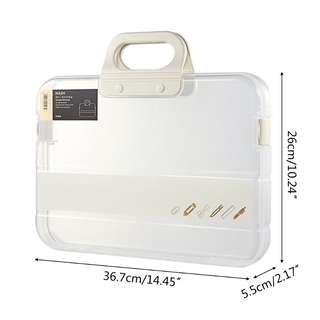 Portable File Box Plastic Transparent Pencil for Case A4 Folder with Lock Statio