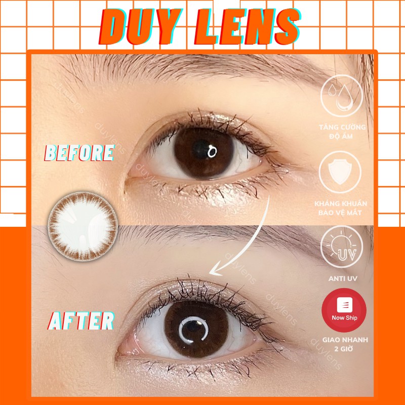 Lens mắt cận nâu tự nhiên Sofia Choco - Kính áp tròng Hàn Quốc 0-8 độ - Lens màu nâu giãn nhỏ đi học