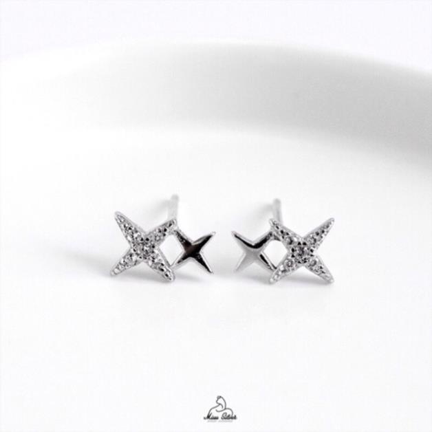Bông tai nữ khuyên tai bạc 2 ngôi sao nhỏ Staries Earrings