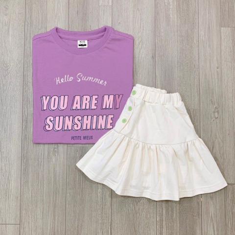 BỘ ÁO PHÔNG TÍM CHỮ QUẦN VÁY CHO BÉ