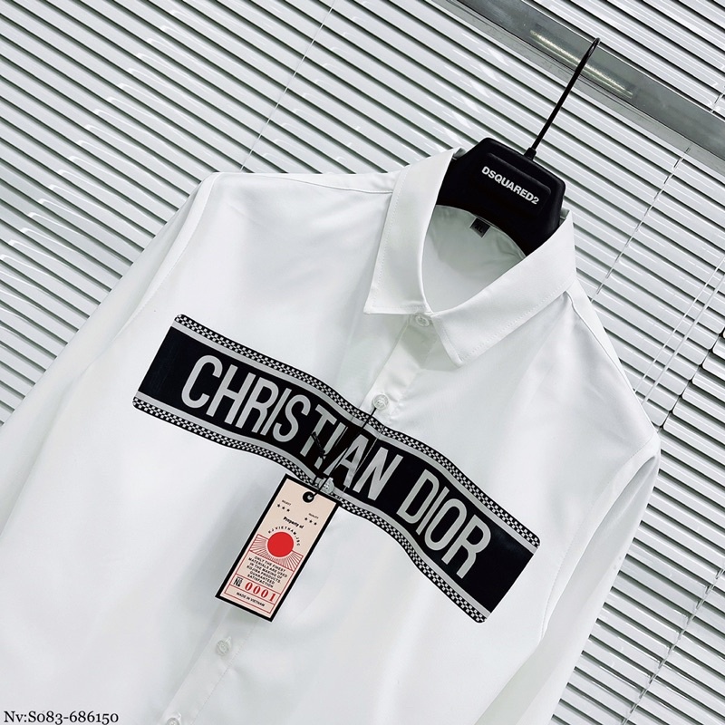 Áo sơ mi trắng nam CD dài tay phối dập vạch chữ ngực đơn giản chất vải lụa mềm mịn cao cấp SM44P