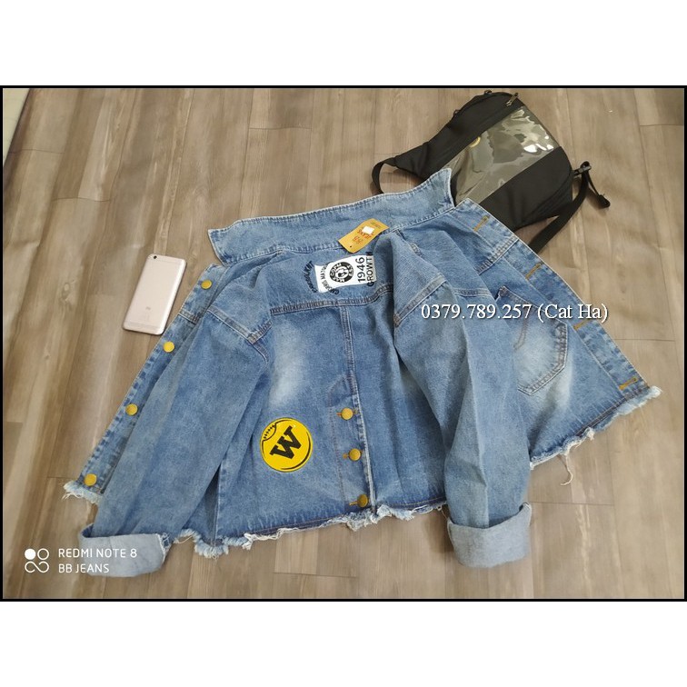 Aó khoác jean nữ xám xanh như hình form dưới 58Kg W1946 BB22