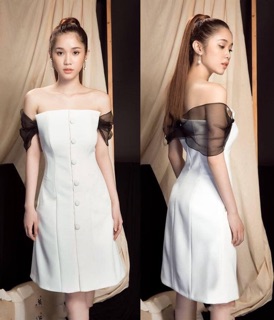 Đầm trắng A tay kiếng