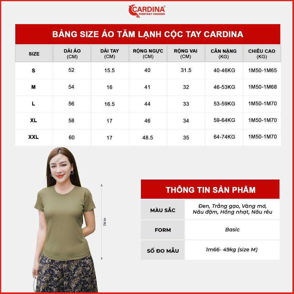 Áo thun nữ CARDINA chất tăm lạnh mềm mịn cổ tròn cộc tay kiểu dáng basic tôn vóc dáng 3AF15