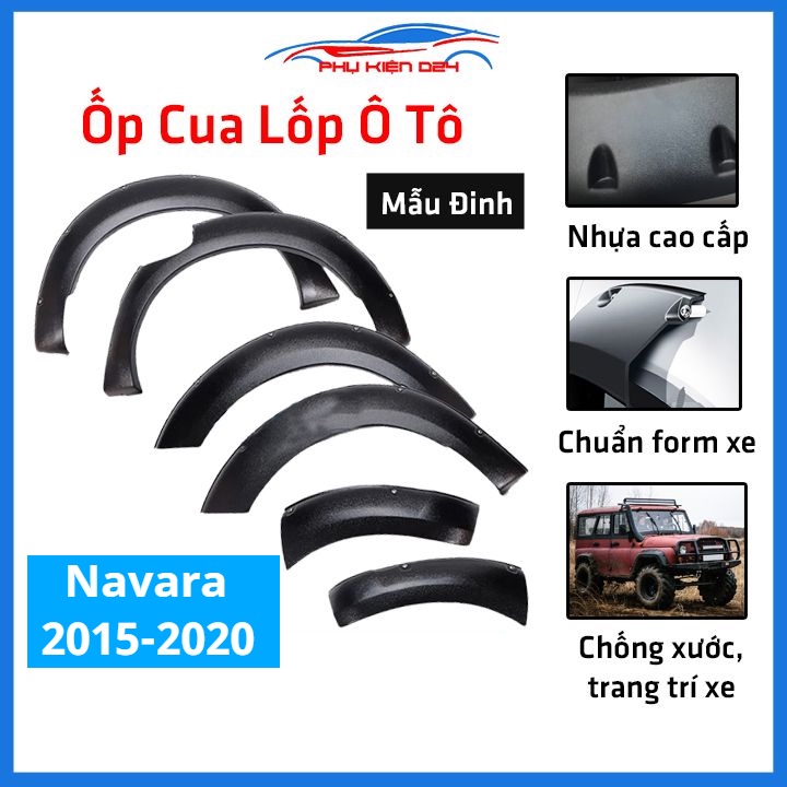 Bộ ốp cua lốp xe ô tô Navara 2015-2016-2017-2018-2019-2020 loại đinh trang trí bảo vệ lốp xe