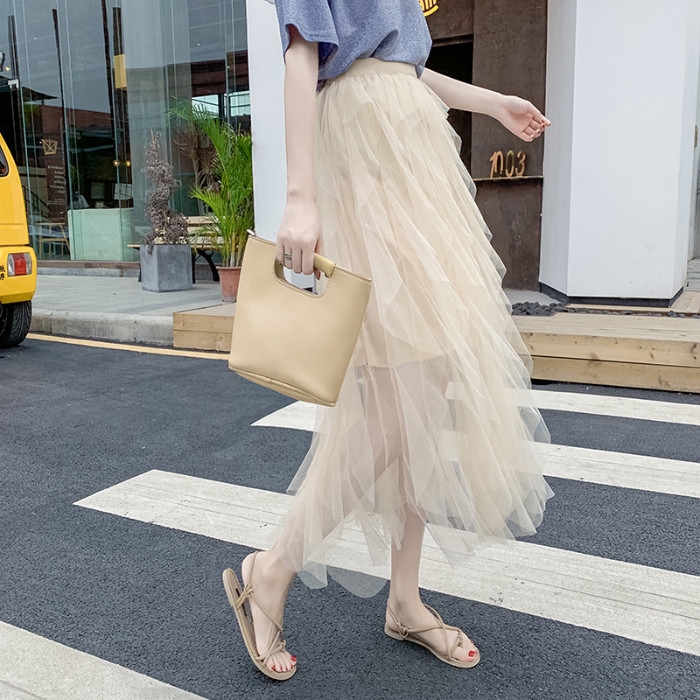 Chân Váy Lưới Lệch Tà Kiểu Dáng Nhẹ Nhàng Thanh Lịch Cho Nữ | BigBuy360 - bigbuy360.vn