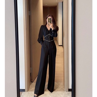 Bộ Áo Liền Quần Màu Đen Thiết Kế Cao Cấp Thời Trang