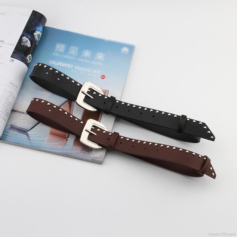 ❉beauty❉ Ladies Square Rivet Stitching Metal Pin Buckle Popular Wild Casual Novelty Fashion Punk Square Ring Belt