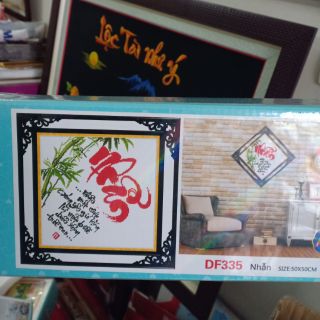 Tranh đính đá chữ nhẫn sang và đẹp kt 50_50cm (hình thật)