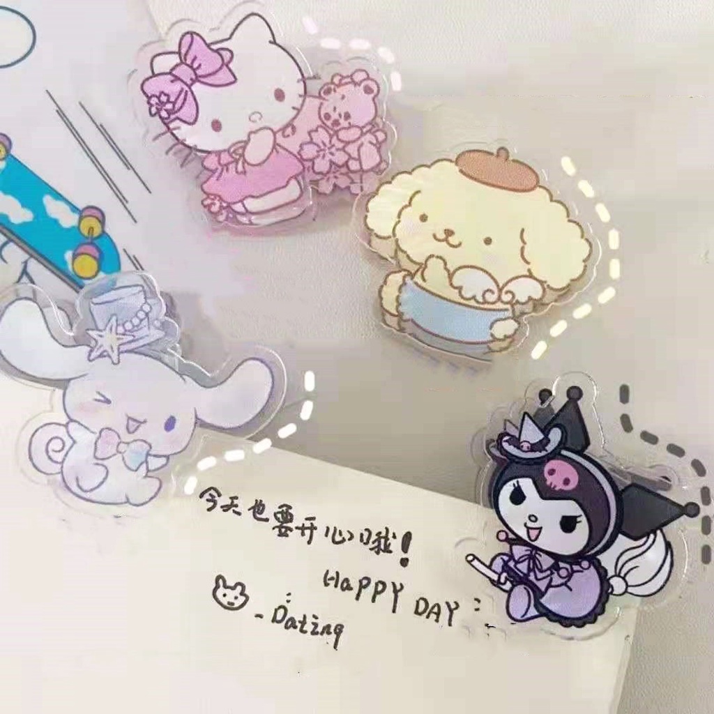 Kẹp Giấy Ghi Chú Bằng Acrylic Họa Tiết Hoạt Hình Dễ Thương