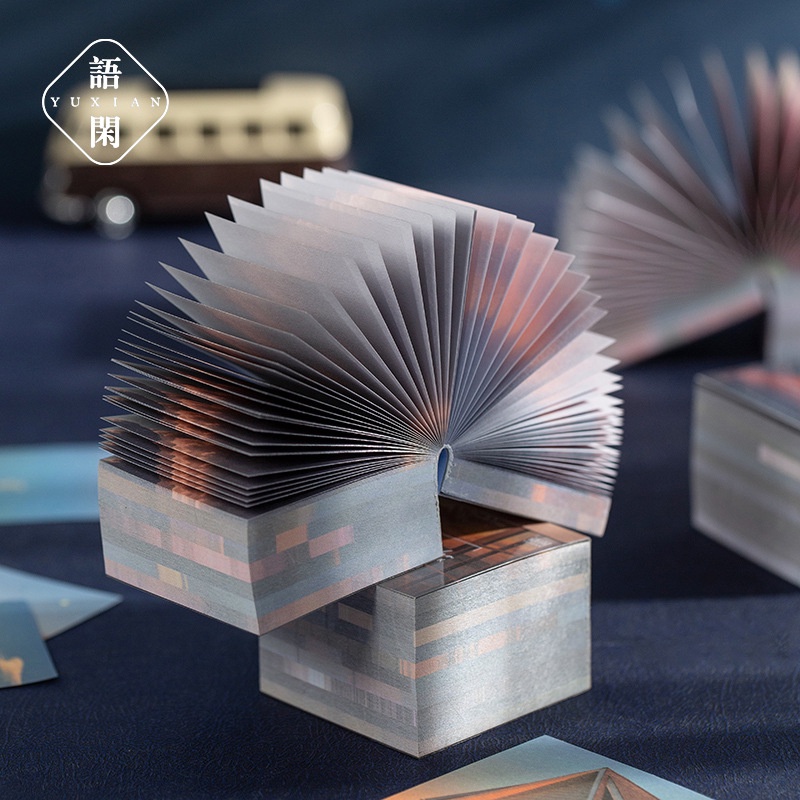 Set 400 Giấy Ghi Chú Không Dính In Hình Phong Cảnh Hoàng Hôn Rừng Cây